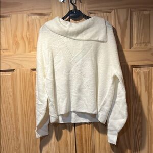 Chic White Women's Cowl Neck Sweater